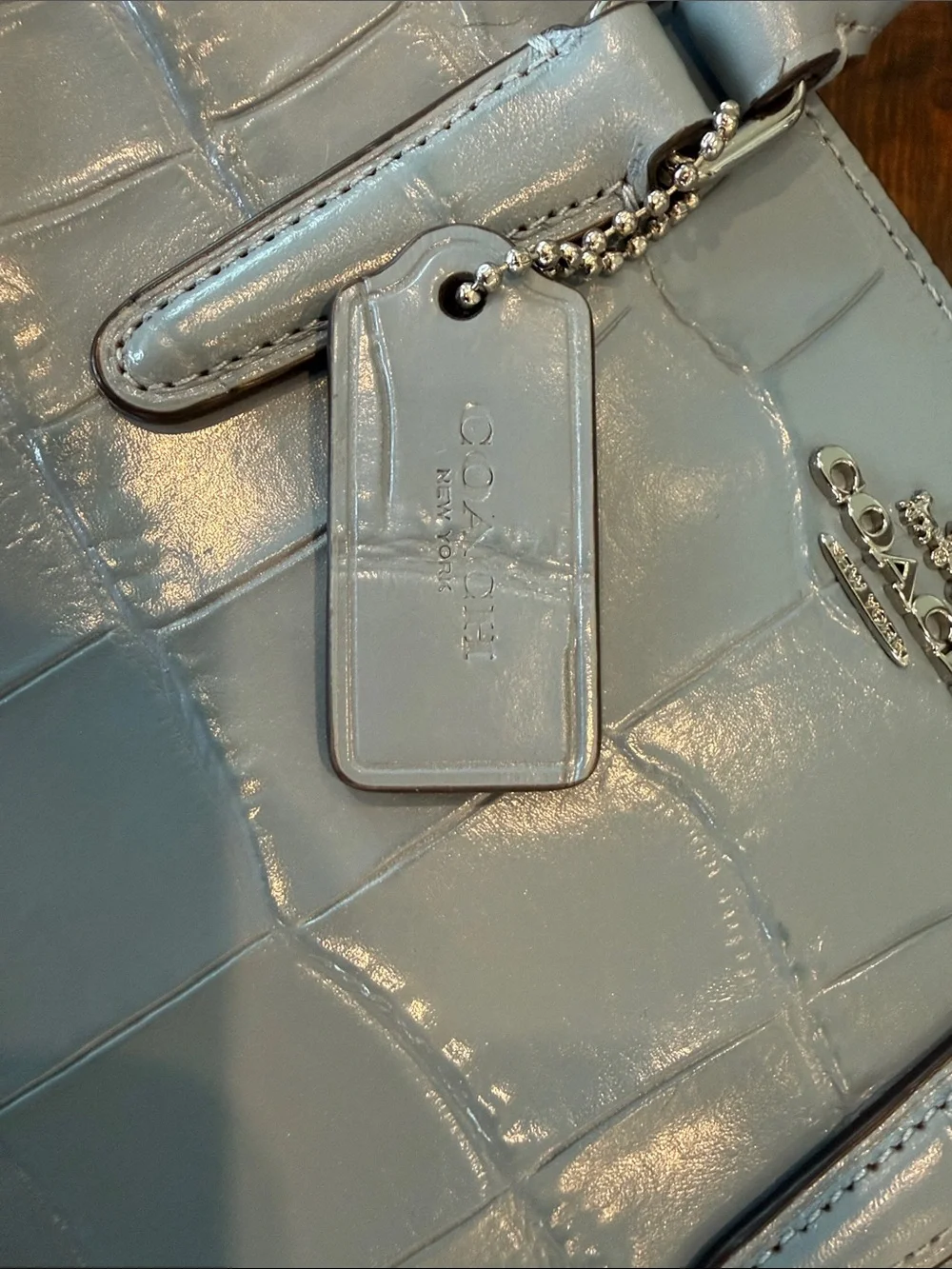 Coach Crocodile Light Blue Carry All Purse